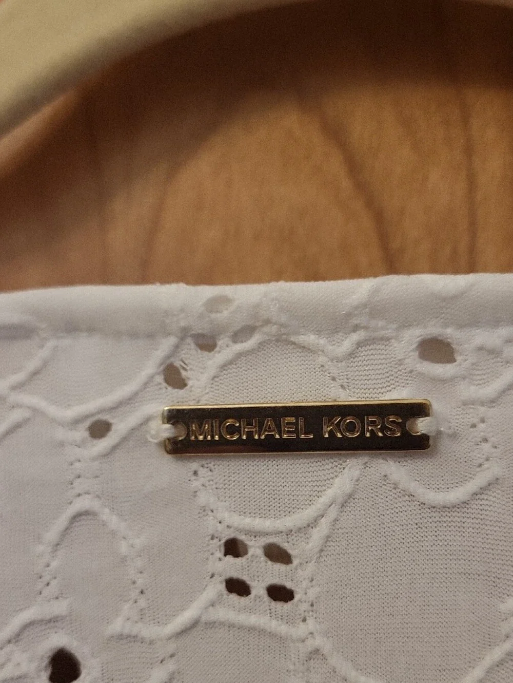 Michael Kors White Eyelet V-Neck Flutter Sleeve Blouse